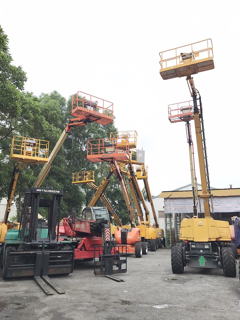 Kho xe nâng hàng, xe nâng người boomlift của MC Industries